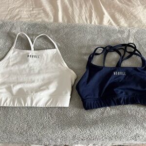 NOBULL Two-Pack Strappy Sports Bras — White & Navy - Medium
